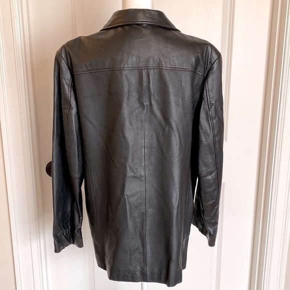 Dunne & Cole Leather Jacket blazer coat Womens L longline vintage classic Simple - Picture 2 of 8